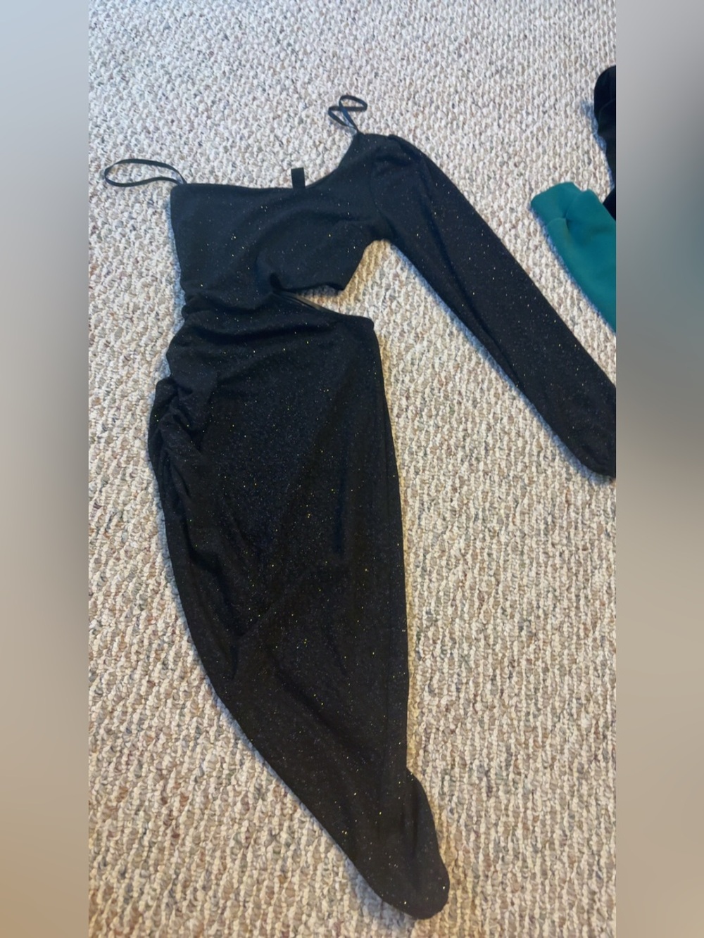 Black One-Shoulder Sparkle Dress